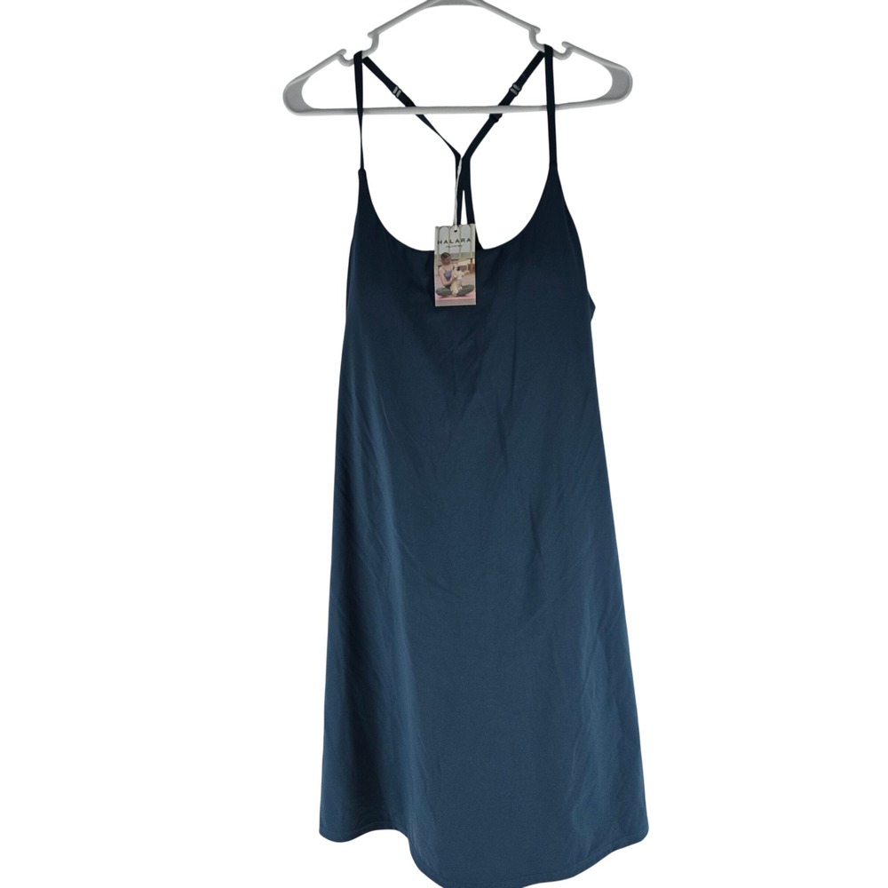 Halara Womens XL Exercise Dress Teal Blue Adjustable Straps Built-in Bra 92BGF